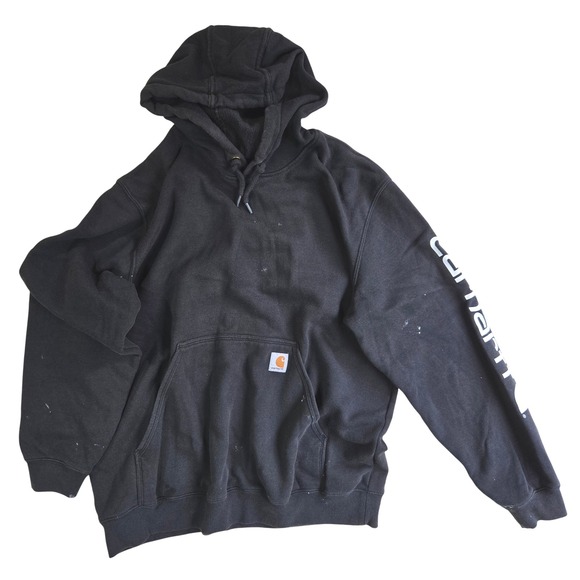 CARHARTT Y2K ORIGINAL FIT HOODIE BLACK 2000 L 25x29 MEXICO MADE VINTAGE THRASHED - Picture 1 of 4